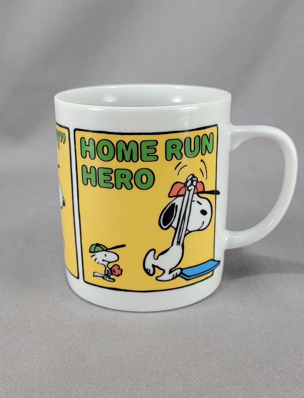Vtg Peanuts Snoopy Coffee Cup Mug Multicolor Home Run Hero Baseball Ceramic